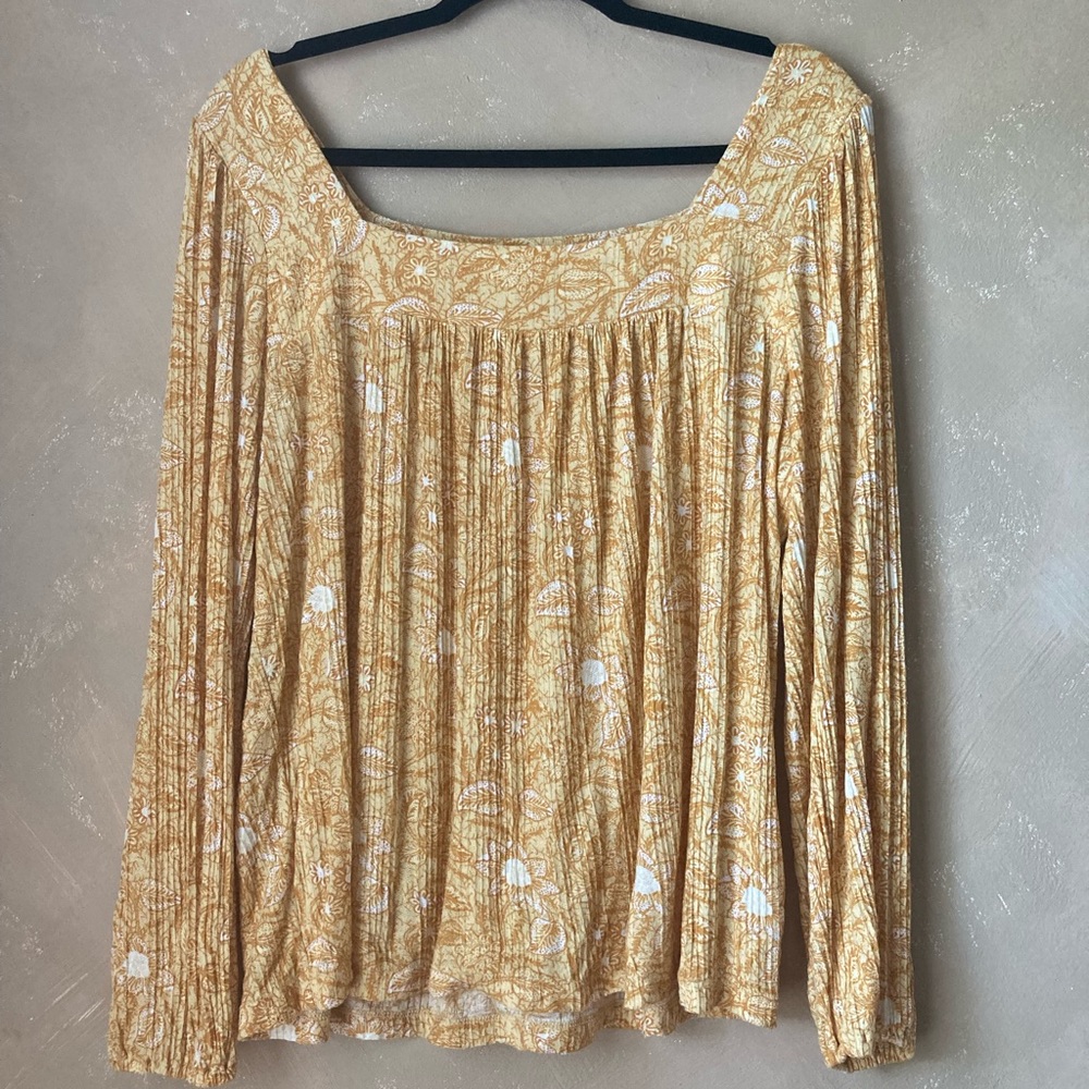 Lucky Brand Floral Print Peasant Top